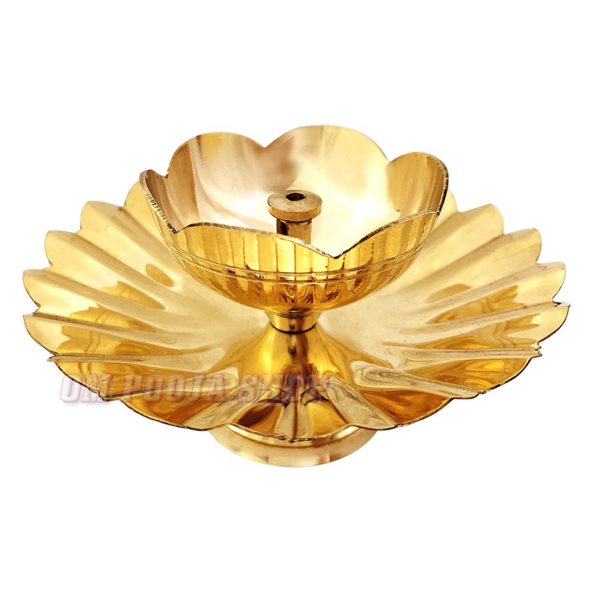 Flower Shaped Decorative Diya in Brass