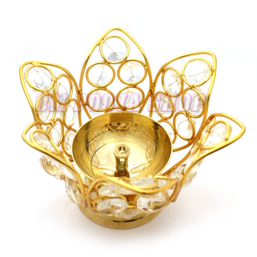 Handcraft Crystal Lotus Deepak in Brass