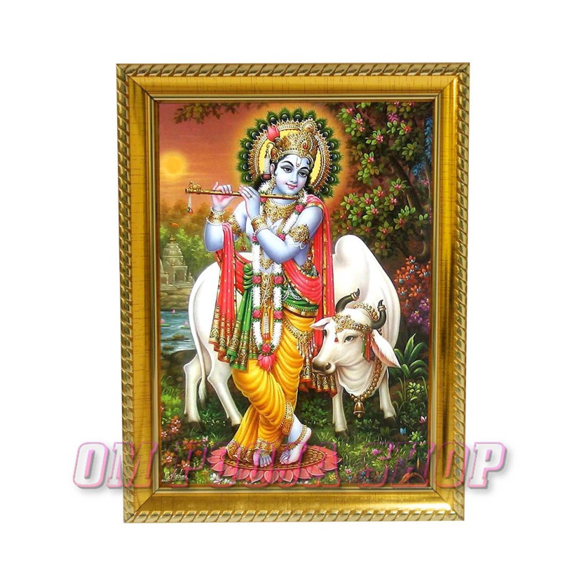 Krishna with Cow in Photo Frame