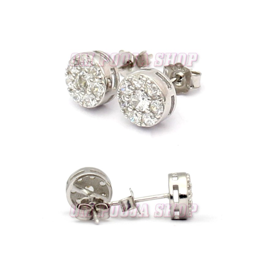 Diamond Earrings in Pure Silver for Women