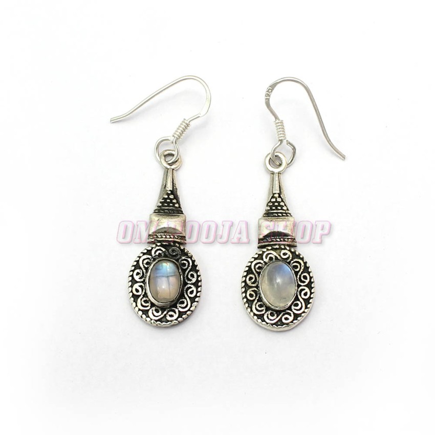 Opal Stone Earrings in Pure Silver
