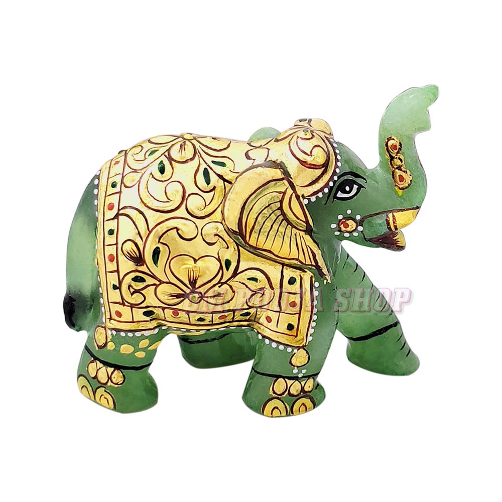 Natural Green Aventurine Luck Elephant semiprecious crystal gemstone reiki healing figurine