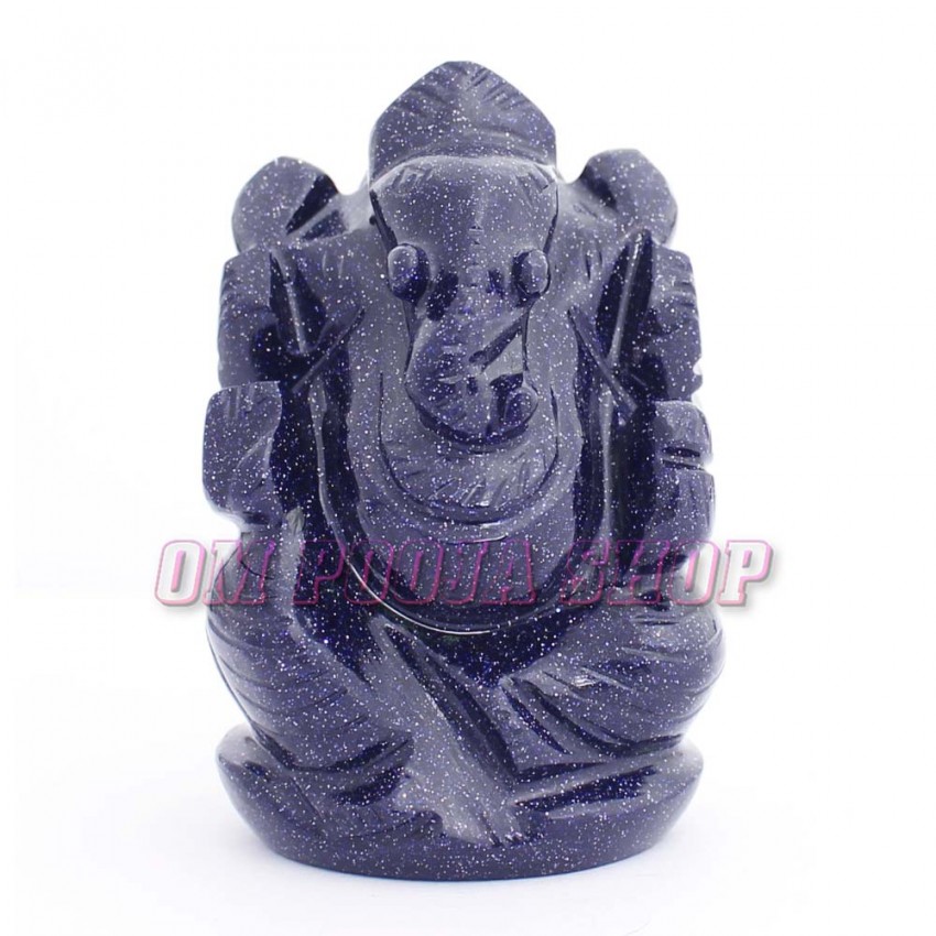 Ganesha Idol in Natural Blue Sunstone