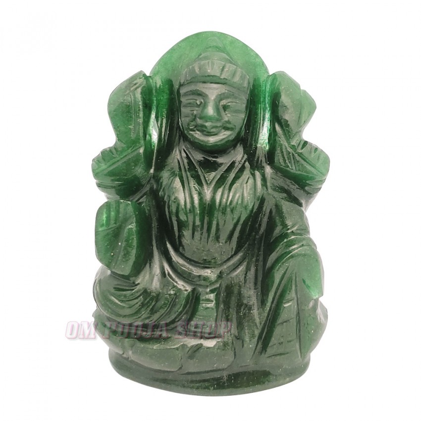 Goddess Mahalakshmi Idol in Natural Green Jade - 135 Gms Size: 1.1x2x2.75 inches