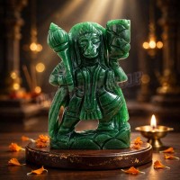 Hanuman ji Murti in Green Jade Gemstone - 350 Grams