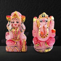 Lakshmi Ganesha Murti in Rose Quartz Gemstone