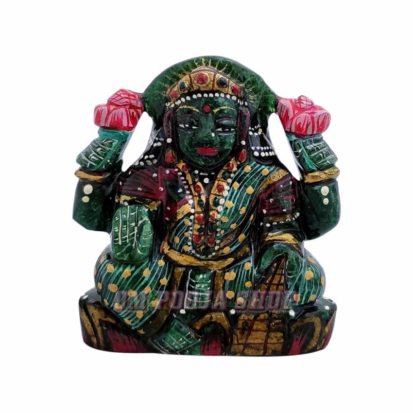 Mahalakshmi Colored Idol in Green Jade Gemstone - 95 Gms