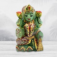 Mahalakshmi Colored Idol in Green Jade Gemstone - 86 Gms