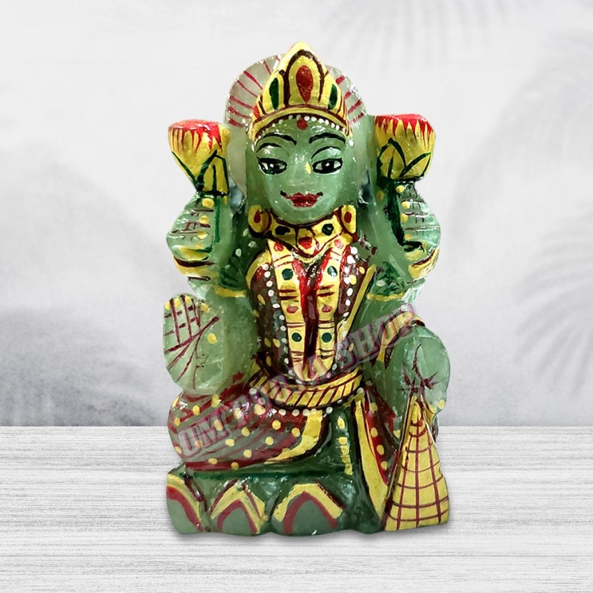 Mahalakshmi Colored Idol in Green Jade Gemstone - 86 Gms