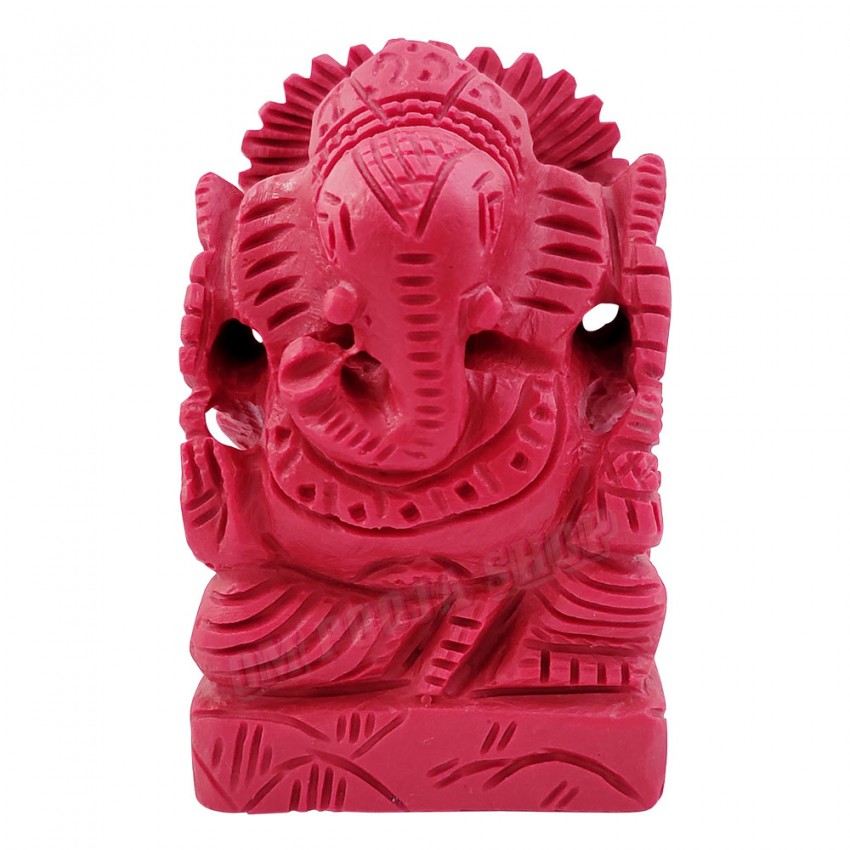 Moonga Siddhi Vinayaka Ganesha Statue in Red Coral GemStone - 4 Inch - 165 Gms