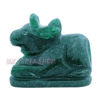 Nandi Bull Murti in Green Jade Stone - Size: 2.1 x 1.8 x 1.2 inch