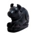 Nandi Bull Statue in Black Agate Stone - Size: 1.5 x 1.7 x 0.6 inch