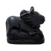 Nandi Bull Statue in Black Agate Stone - Size: 1.5 x 1.7 x 0.6 inch