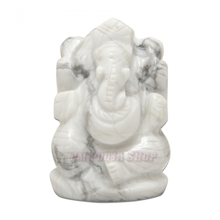Vighnesh Ganesha Howlite Gemstone Idol - 68 GMS