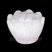 Crystal (Sphatik) Lakshmi Charan Paduka on Lotus Flower - 85 Gms