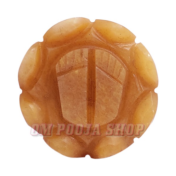 Orange Aventurine Lakshmi Charan Paduka on Lotus Flower - 90 Gms