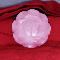 Rose Quartz Goddess Laxmi Charan (Feet) Paduka on Lotus Flower - 65 to 130 Gms