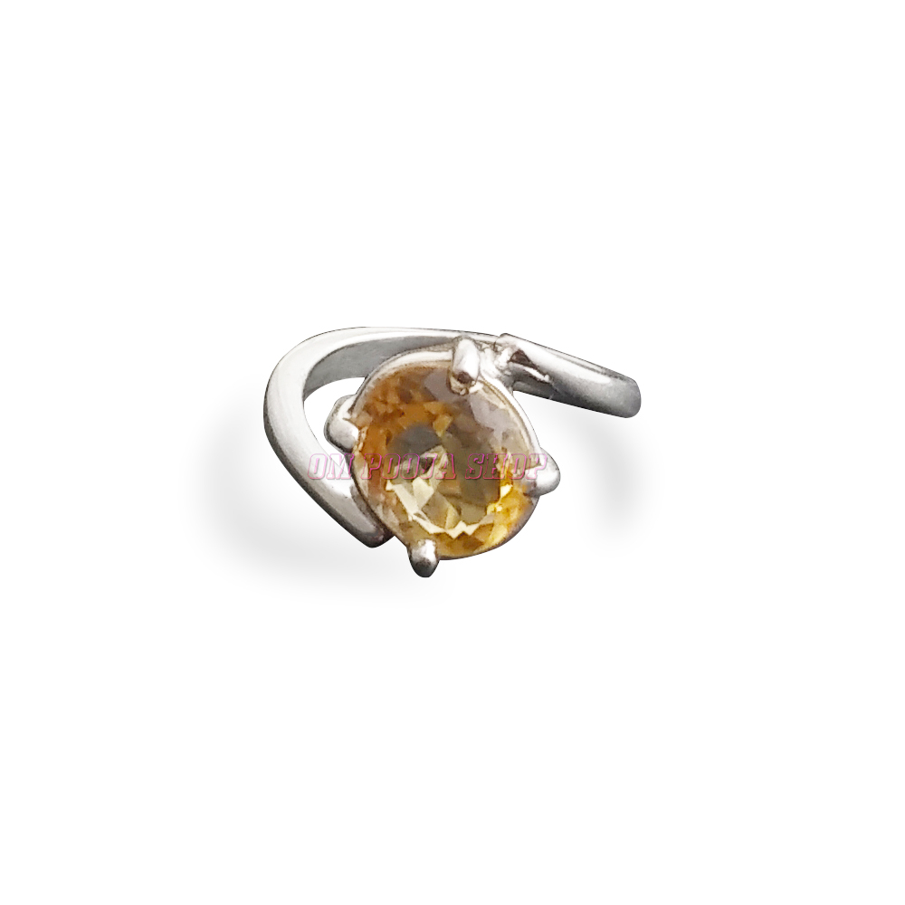 Yellow Topaz Solitaire Oval Ring in Sterling Silver and Rhodium | MULU  JEWELRY