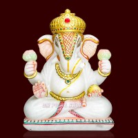 Dagdusheth Ganpati Marble Murti - Size: 10 x 8 x 3 inch - 7 Kgs