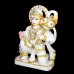 Hanuman Idol in Seated Pose in White Marble - Size: 12 x 8 x 3.5 inches - 8 Kgs