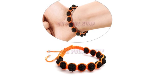 Natural Rudraksha Black Bead Hand Charm Handmade Stretchable Bracelet For  Men & Women | K M HandiCrafts India