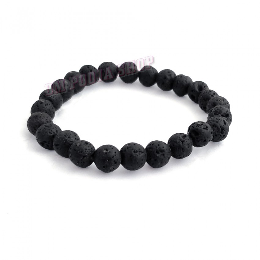 Natural Jwalamukhi Lava Stone Round Beads Bracelet for Men & Women