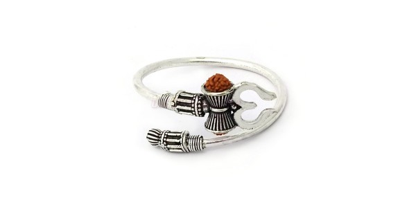 Buy Pankaj Jewellers Rudraksha Trishul Damroo Designer Silver Rakhi Bahubali  Kada Kadas Bracelet Unisex Cuff Bracelets for Men & Women Boys Brother  Bracelet at Amazon.in