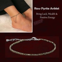 Raw Pyrite Anklet | Natural Healing Crystal Anklet for Luck, Wealth & Positive Energy