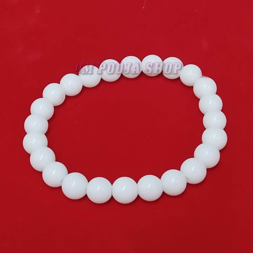 White Jade Stone Bracelet - Beads 8 mm