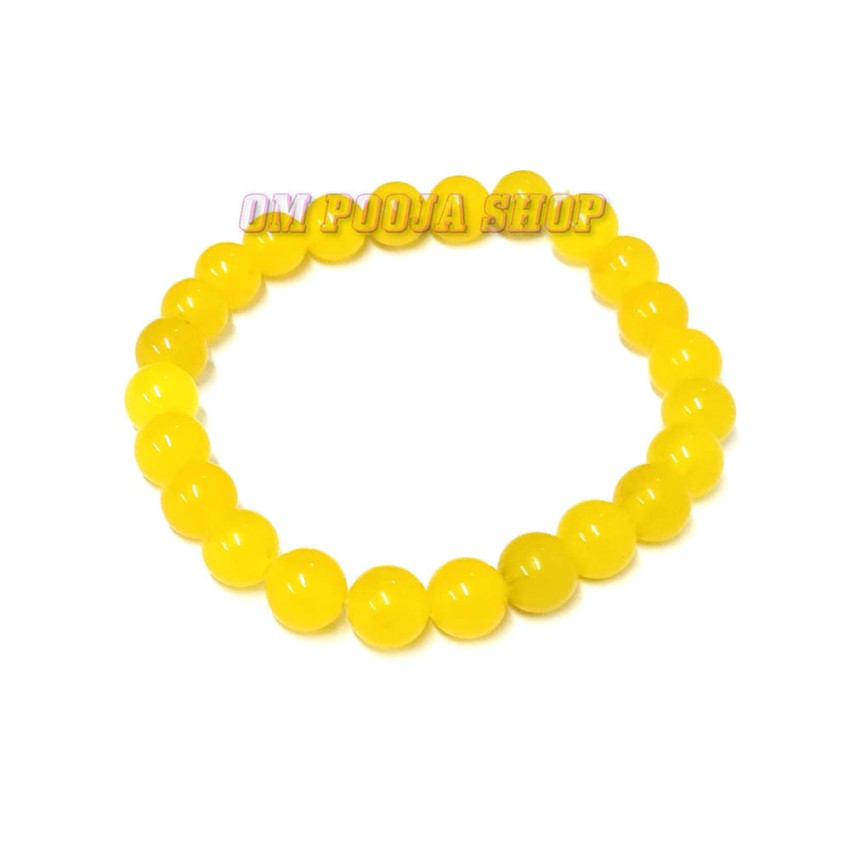Yellow Jade Gemstone Bracelet for Solar Chakra - 8 mm