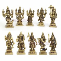 Lord Narayana Vishnu Dashavatar Idols in Brass - Small