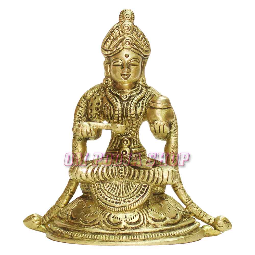 Annapurna Devi Murti in Brass buy puja sculptress online