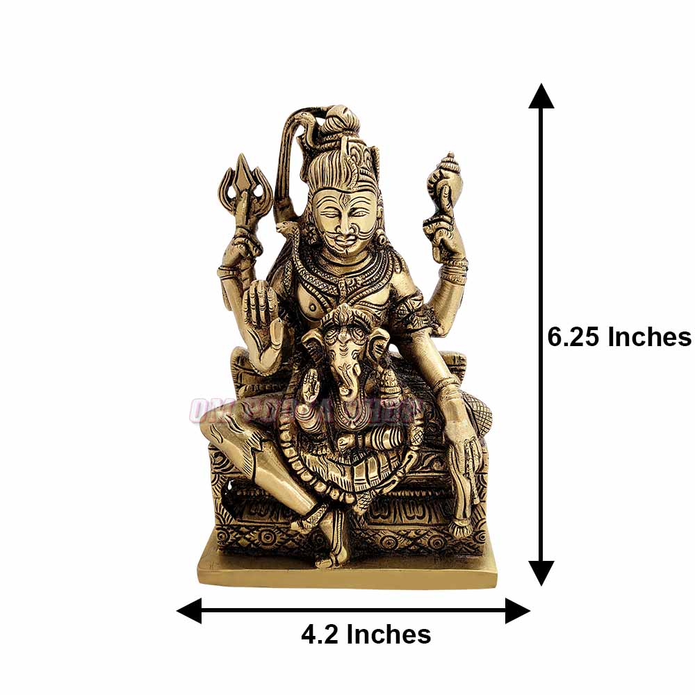 Buy Ardhanarishvara with Ganesha Statue in Brass online