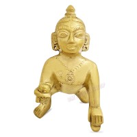 Brass Laddu Gopal Krishna Thakurji Statue - 3.25 inches