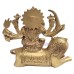 Brass Statue of Mata Durga Sitting with Lion (Size_6x6x2.5 inches)