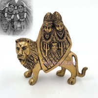 Chamunda Devi Mata Idol in Brass (Size_5x5x1.3 inches)
