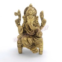 Divine Brass Ganesh Ji Singhasan Murti for Home Temple