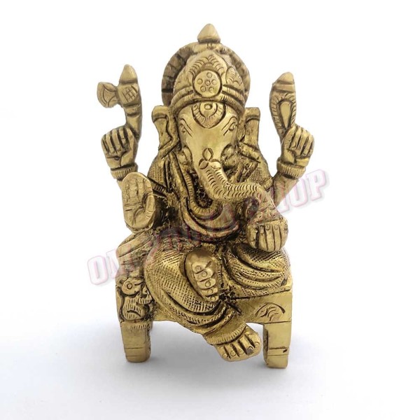 Divine Brass Ganesh Ji Singhasan Murti for Home Temple