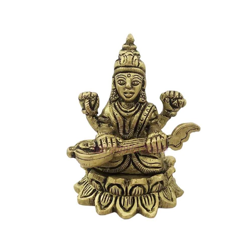 Goddess Saraswati Mata Idol in Brass