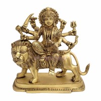 Jagat Mata Chamunda Durga Sherawali Maa Brrass Idol (Size_6.75x6.5x2.6 inches)