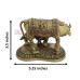 Kamdhenu Cow & Calf Brass Statue - 5.25 inch
