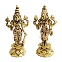 Lakshmi Narayan Brass Murti - Size: 4x2x1.25 inches (Idol)