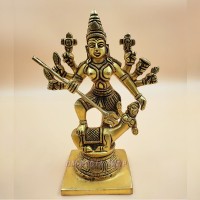 Mahishasura Mardini Statue in Brass - Size 7 x 4.75 x 2.75 inches