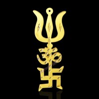 Om Swastik Trishul Trishkati Vastu Yantra in Brass