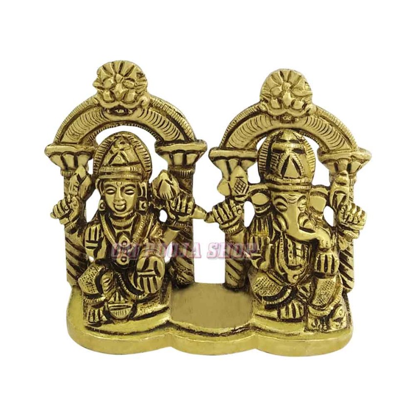 Temple Lakshmi Ganpati Brass Idol - Height_2.75