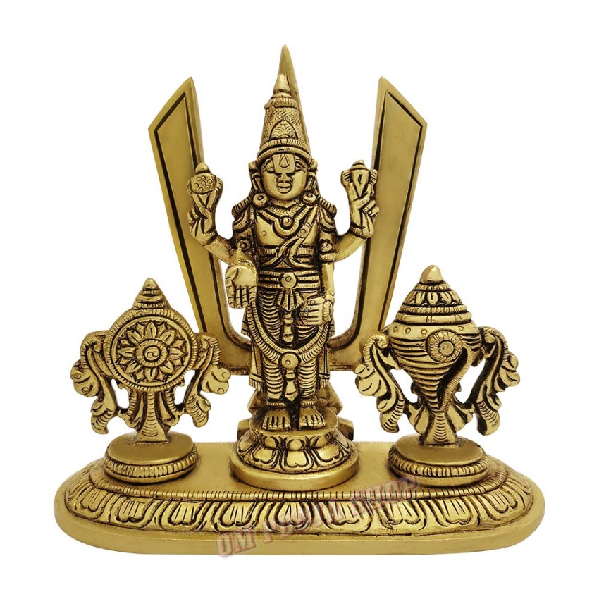 Tirupati Balaji Shanku Chakra Namam in Brass - Size 4.75 x 5 x 2 inches