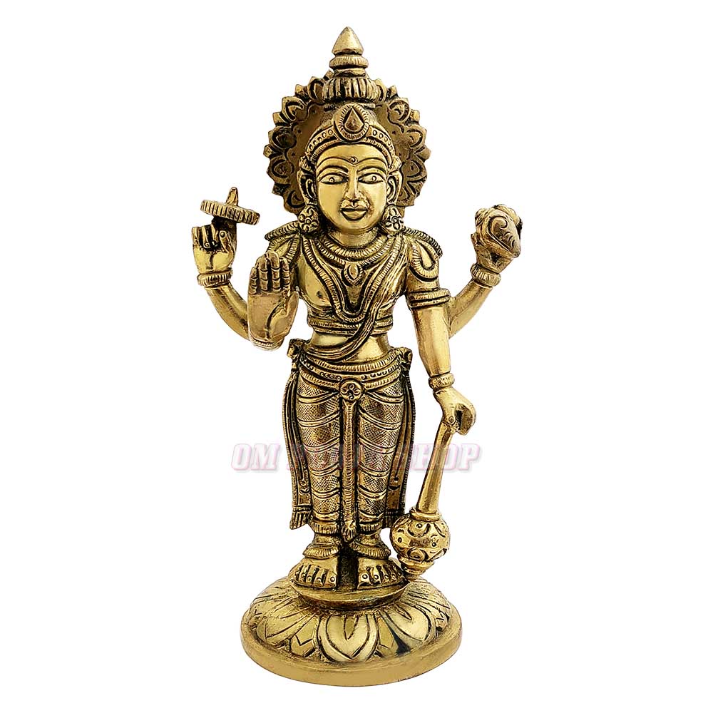 God Vishnu Bhagwan Brass Idol in Standing Pose buy online