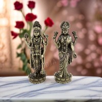 Shree Vishnu Lakshmi Super Brass Murti - Size: 4.8 x 1.5 inches 