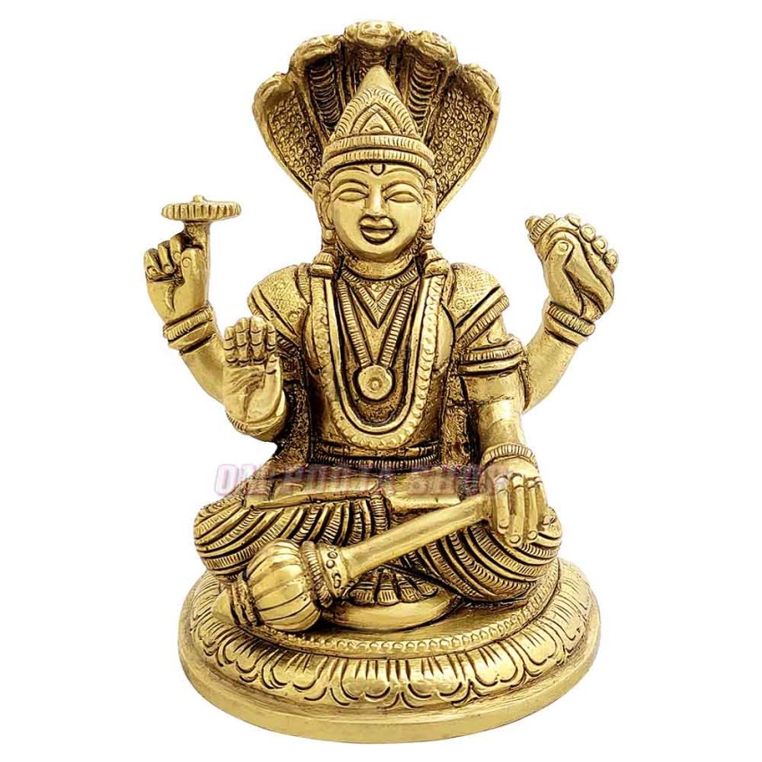 Vishnu Statue Sitting Posture in Brass SIze: 4.25 x 3 x 2.1 Inch