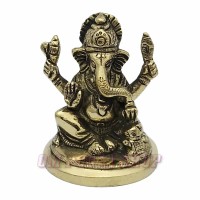 Ganesha Antique Finish Murti in Brass - 2.5 inches